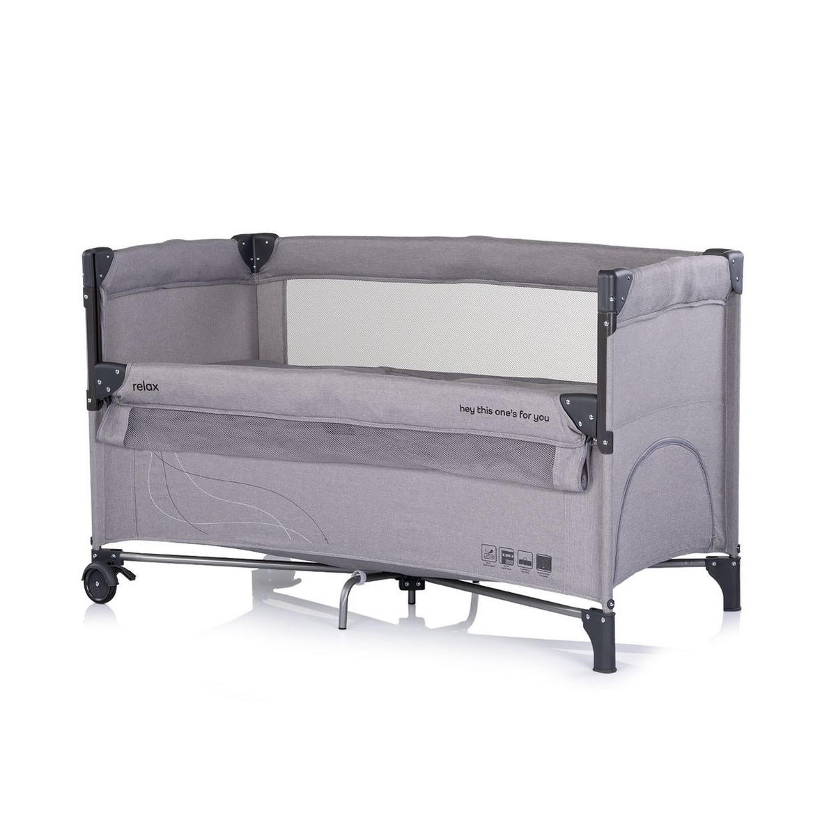 REISEBETT Relax Leinen 2 Ebenen grau hellgrau Tasche, Reißverschluss, Räder, faltbar - Grau, Kunststoff (60/120cm) - Chipolino