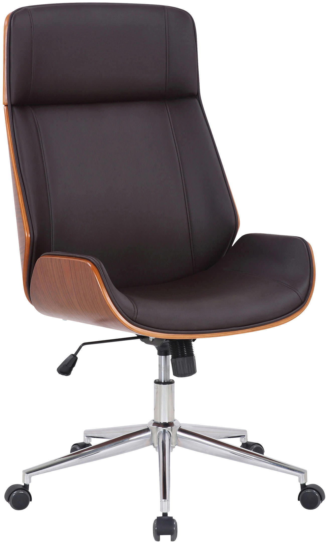 DREHSTUHL Lederlook Walnuss/Braun - Chromfarben/Walnussfarben, Textil/Metall (58/110/66cm) - CLP