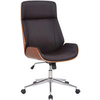DREHSTUHL Lederlook Walnuss/Braun - Chromfarben/Walnussfarben, Textil/Metall (58/110/66cm) - CLP