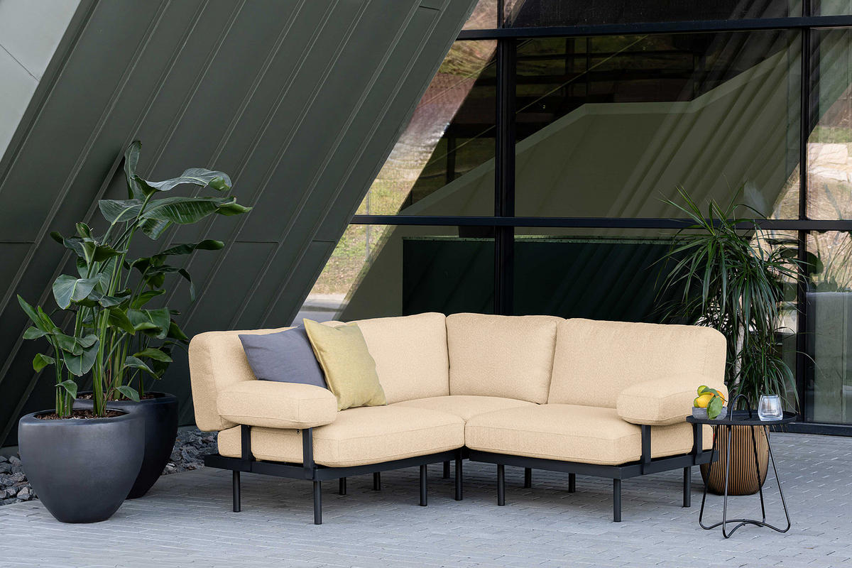 OUTDOOR-ECKSOFA - Beige, Textil/Metall (172/80/186cm) - home24