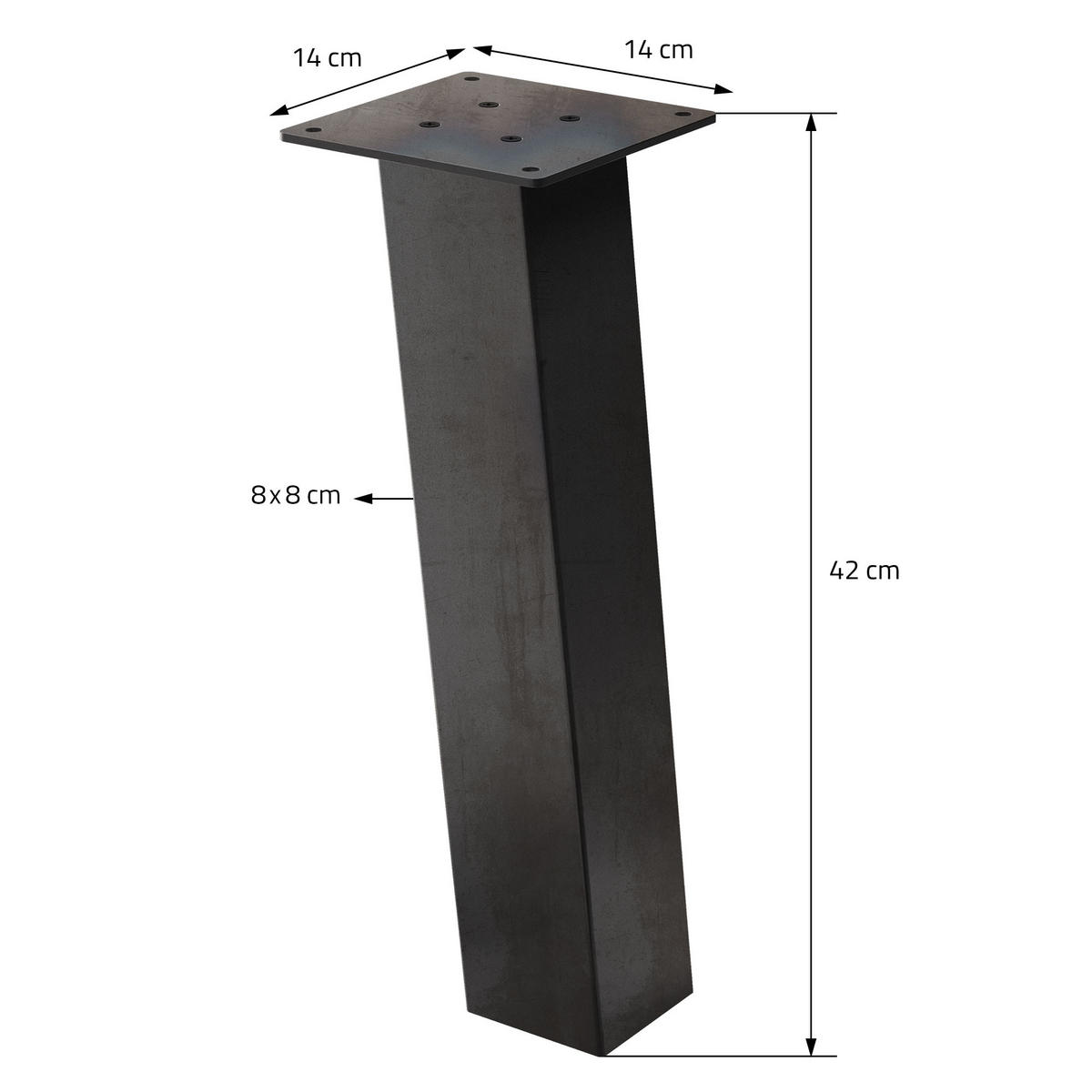 TISCHBEINE 4er Set I-96GRAD-Design H:42 cm Industrial 8x8 cm - Dunkelgrau, Metall (14/42/14cm) - ML-DESIGN