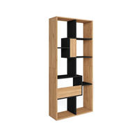 REGAL Bibliothek, Eiche und Schwarz, 67/31/162cm - Eichefarben/Schwarz, Holzwerkstoff (67/162/31cm) - Skraut Home