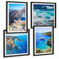 BILDER SET 4er Set - 50x50 cm & 40x60 cm Schwarzer Rahmen - Griechische Ansichten von Santorin Oia - Schwarz, Kunststoff (50/50cm) - TULUP