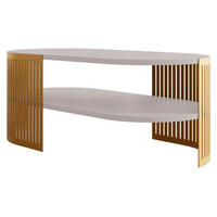 COUCHSITCH Fikoli Oval Gold II - Kaschmir/Goldfarben, Holzwerkstoff/Metall (100/50/40cm) - MIRJAN24