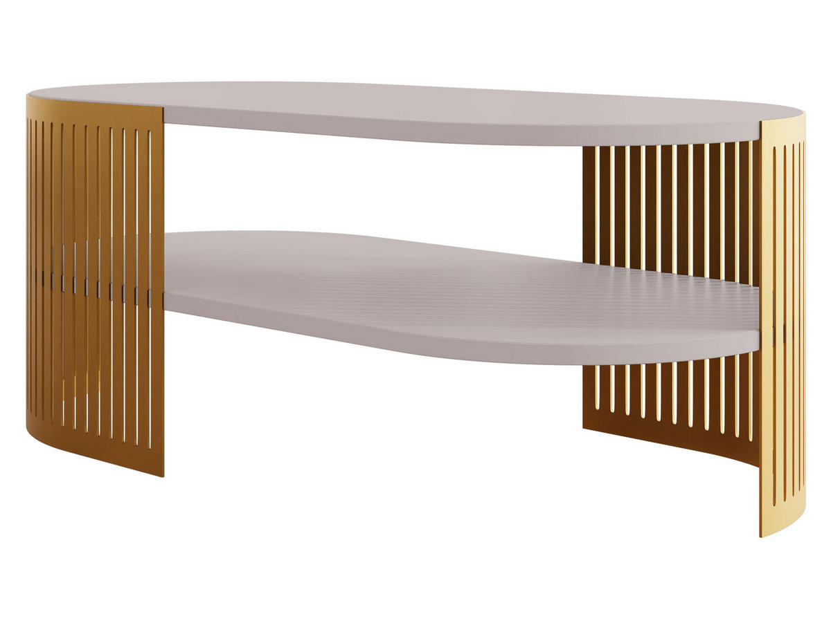 COUCHSITCH Fikoli Oval Gold II - Kaschmir/Goldfarben, Holzwerkstoff/Metall (100/50/40cm) - MIRJAN24