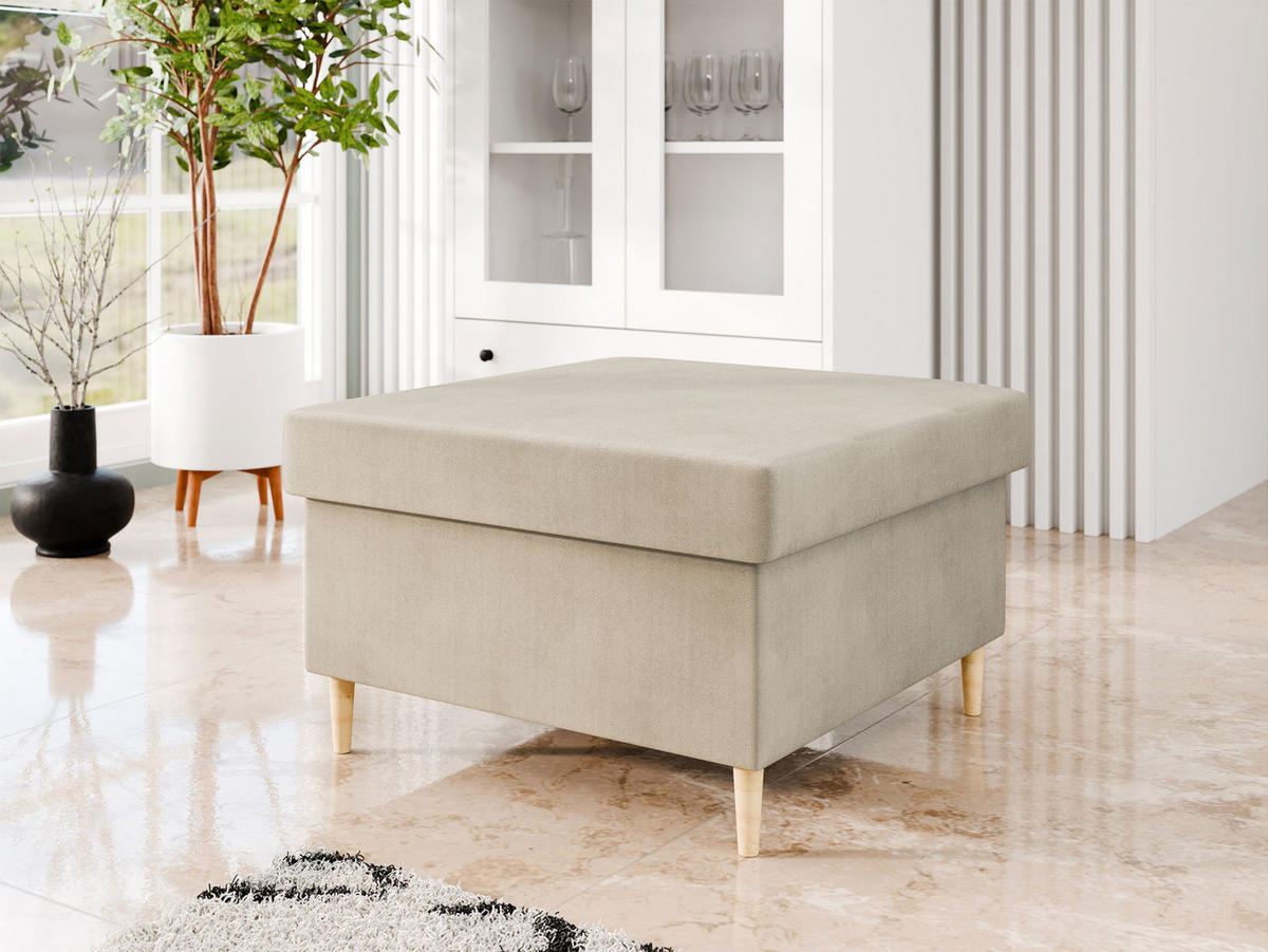POLSTERHOCEKR Zako P - Beige/Naturfarben, Holz/Textil (70/43/70cm) - MIRJAN24