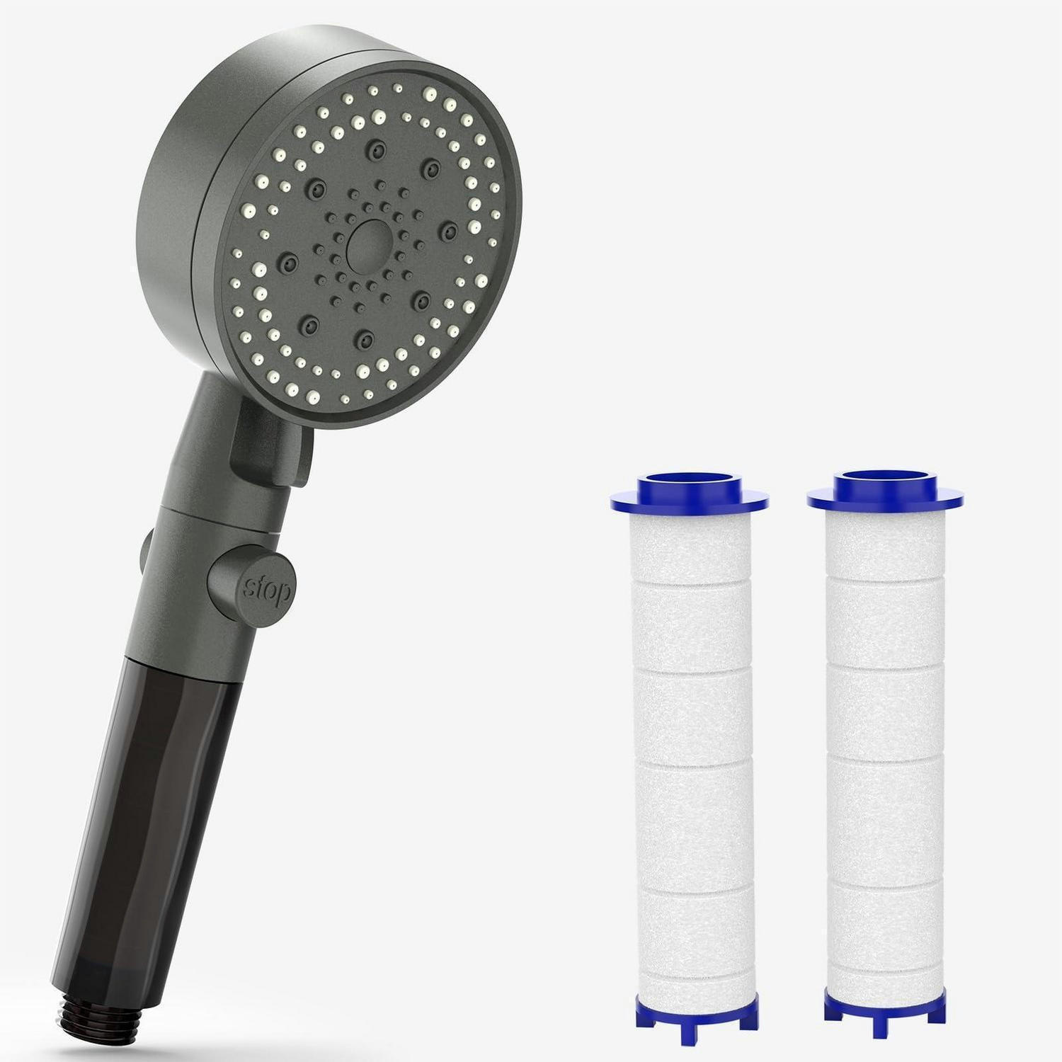 HANDBRAUSE Set mit 5 Strahlarten und 3 Filtern Grau - Grau, Kunststoff (7/12.7/25cm)
