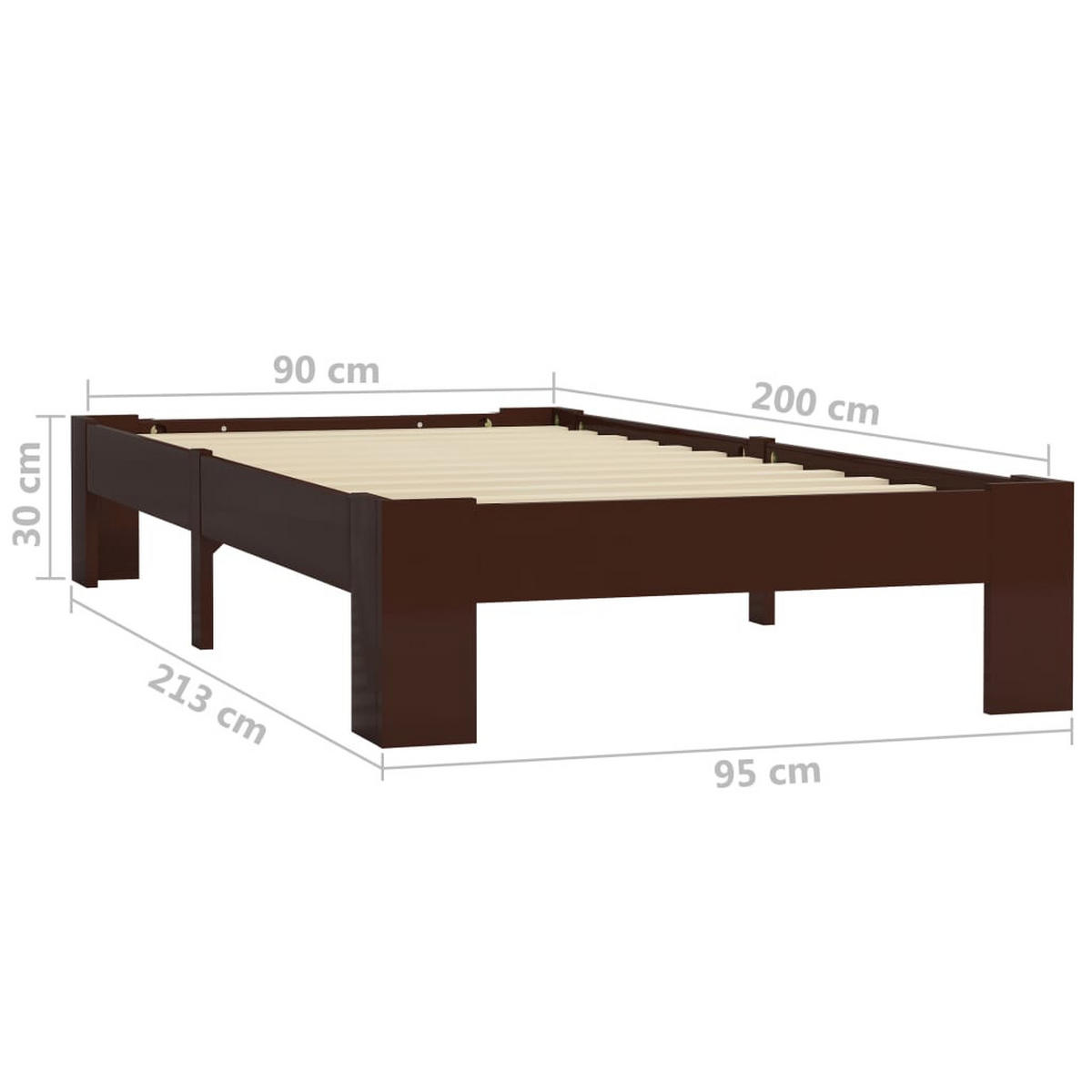 BETT Harlow 95/213 cm - Braun, Holz (90/200cm) - Nettlife