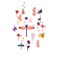 WANDDEKO Libellen-Set 41/8 cm - Pink/Multicolor, Wellpappe (41/8/32cm) - KUNSTLOFT