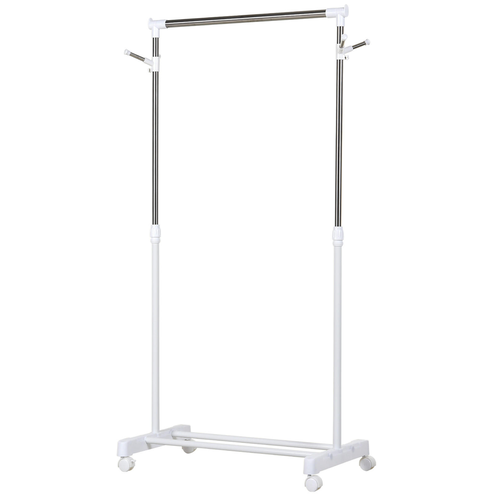 KLÄDSTÄLLNING Klädhängare med klädstång, krok, hylla, vit 145/42/68.5 cm