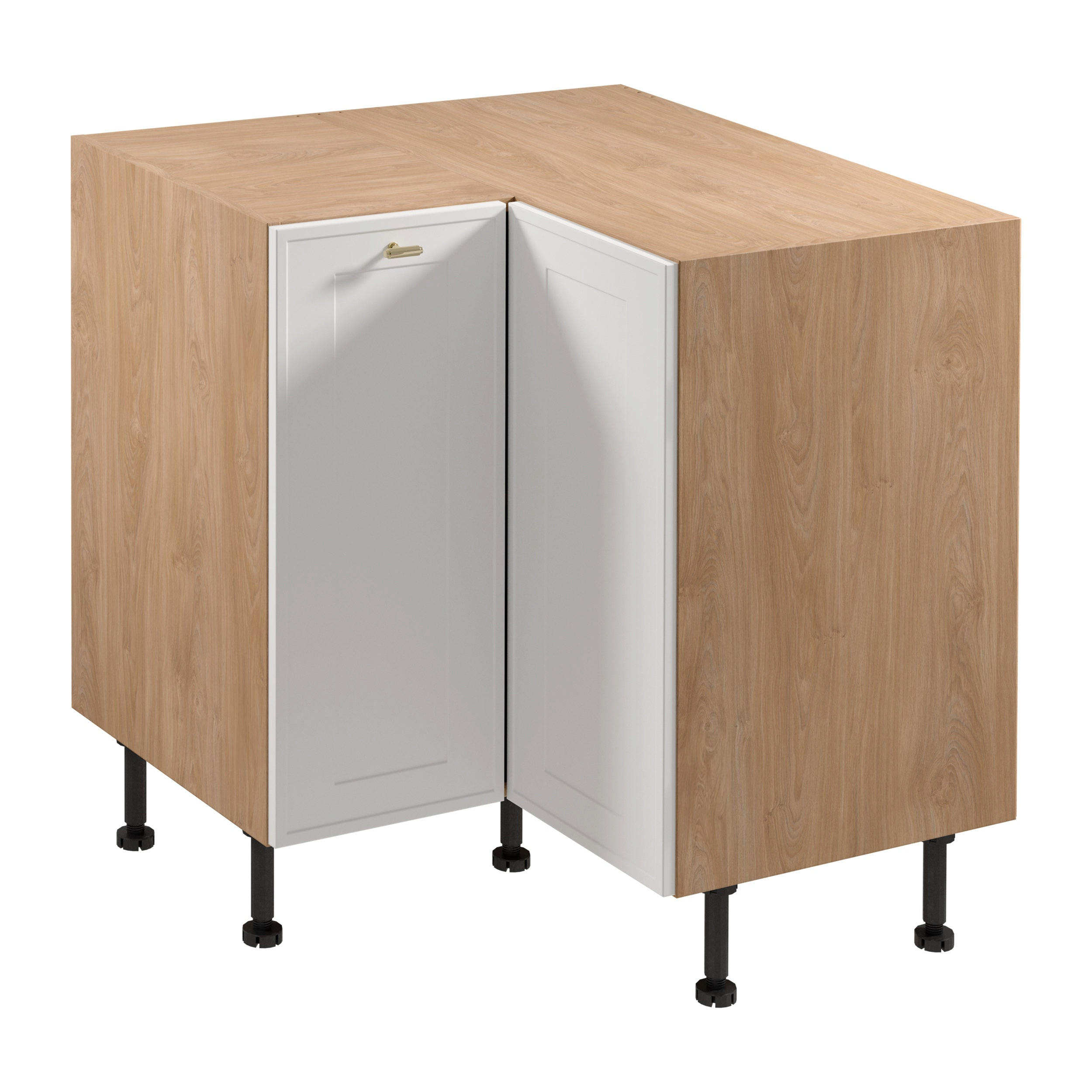 ECKUNTERSCHRANK D90N – Sorento Sonoma Eiche Weiß – L-Form, Ecke voll nutzbar – Weiß / Sonoma Eiche - Weiß/Sonoma Eiche, Holzwerkstoff (84/87/84cm) - ROYAL24_MARKT