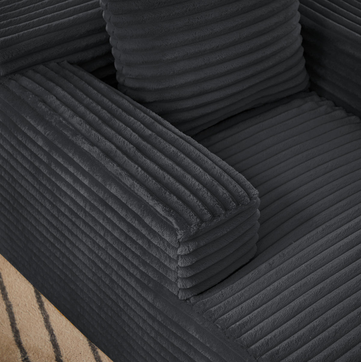 CHAISELONGUE aus Cord Dunkelgrau für Wohnzimmer, Büro und Apartment - Dunkelgrau, Kunststoff (81.03/49.78/116.84cm) - Meubliv