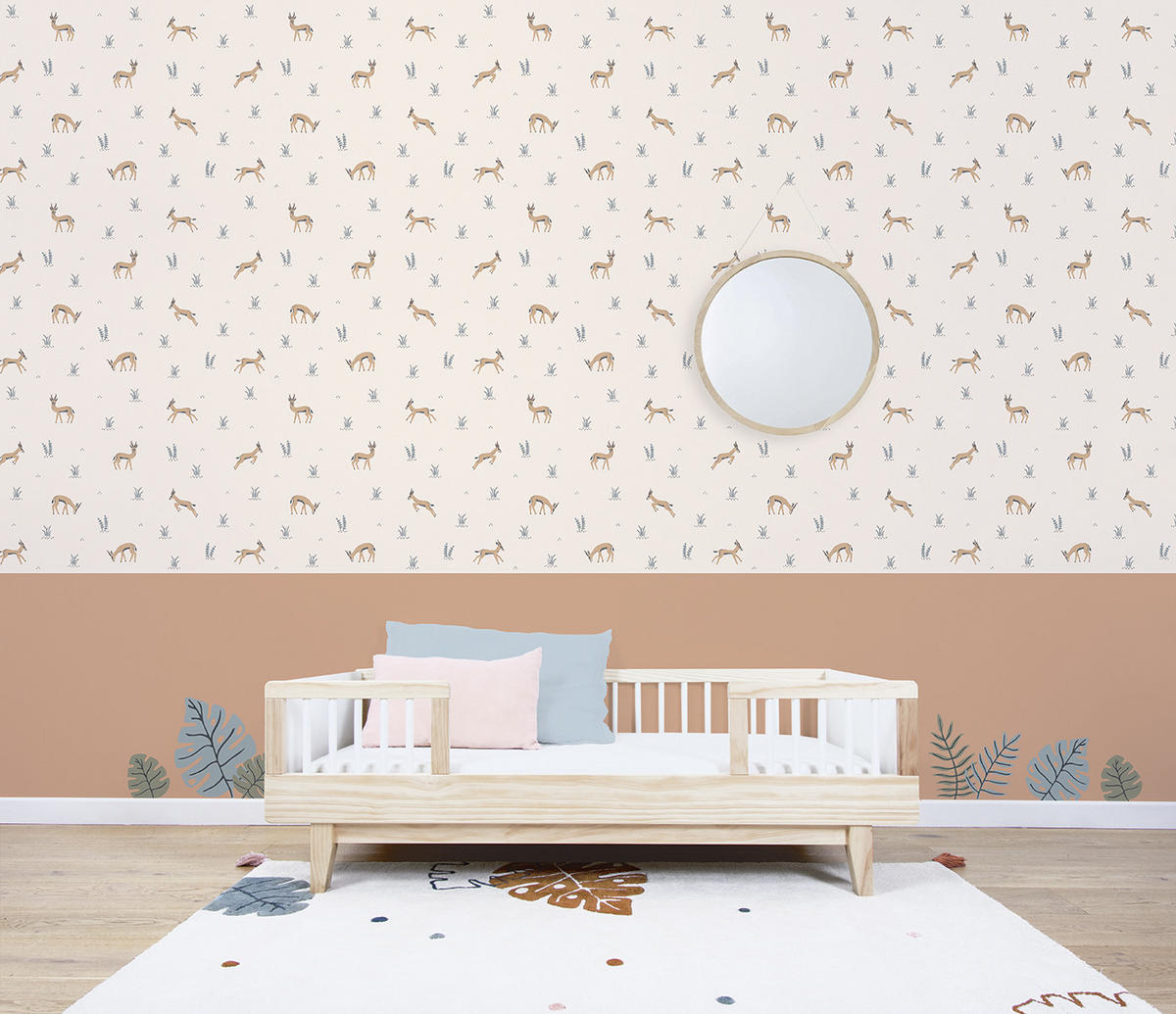 VLIESTAPETE, Tanzania, Gazellen, 50 cm x 10 m, Rose - Pink, Papier (50/1000cm) - Lilipinso