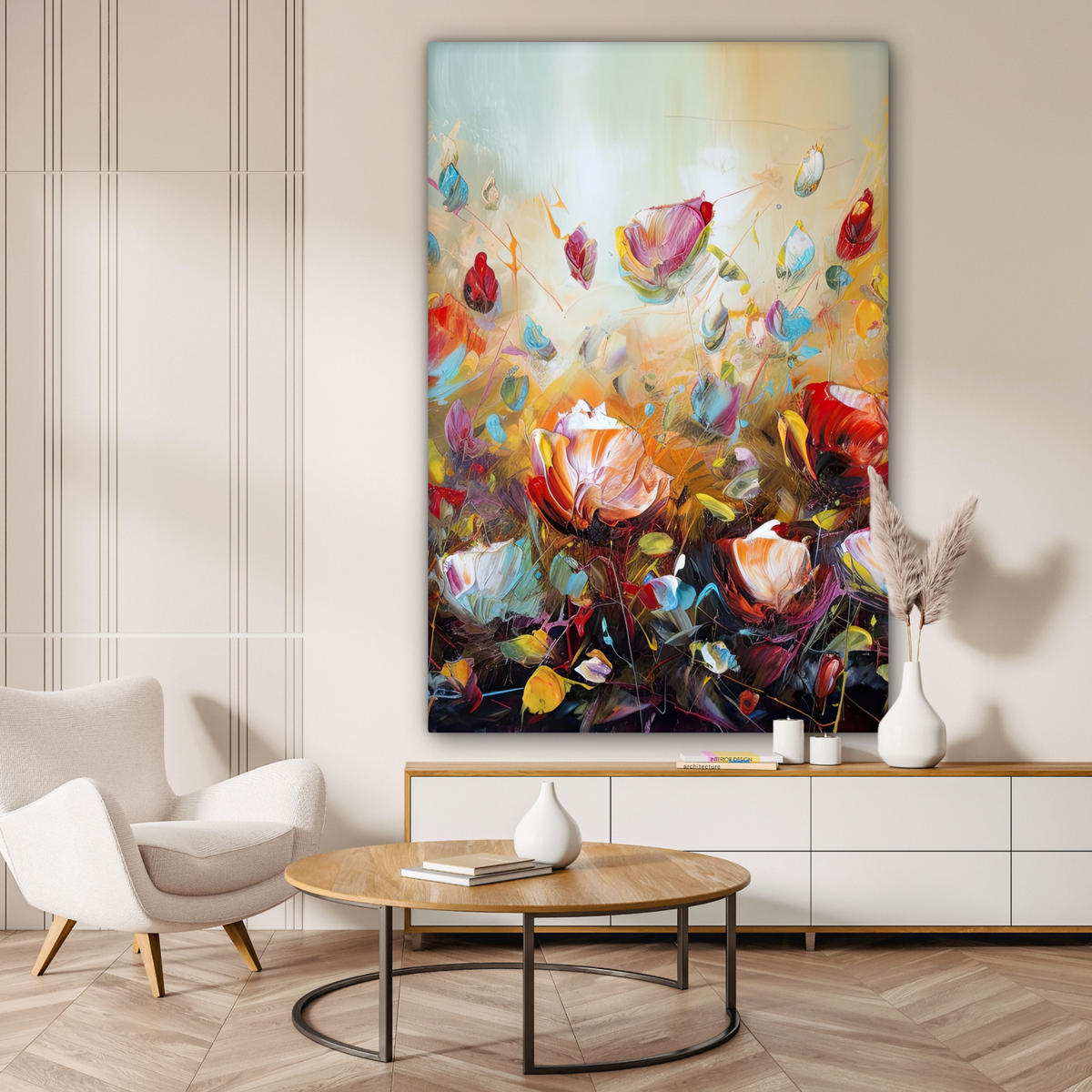 SLIKA NA PLATNU Cvetje 90x140 cm - večbarvno, tekstil (90/140cm) - MuchoWow
