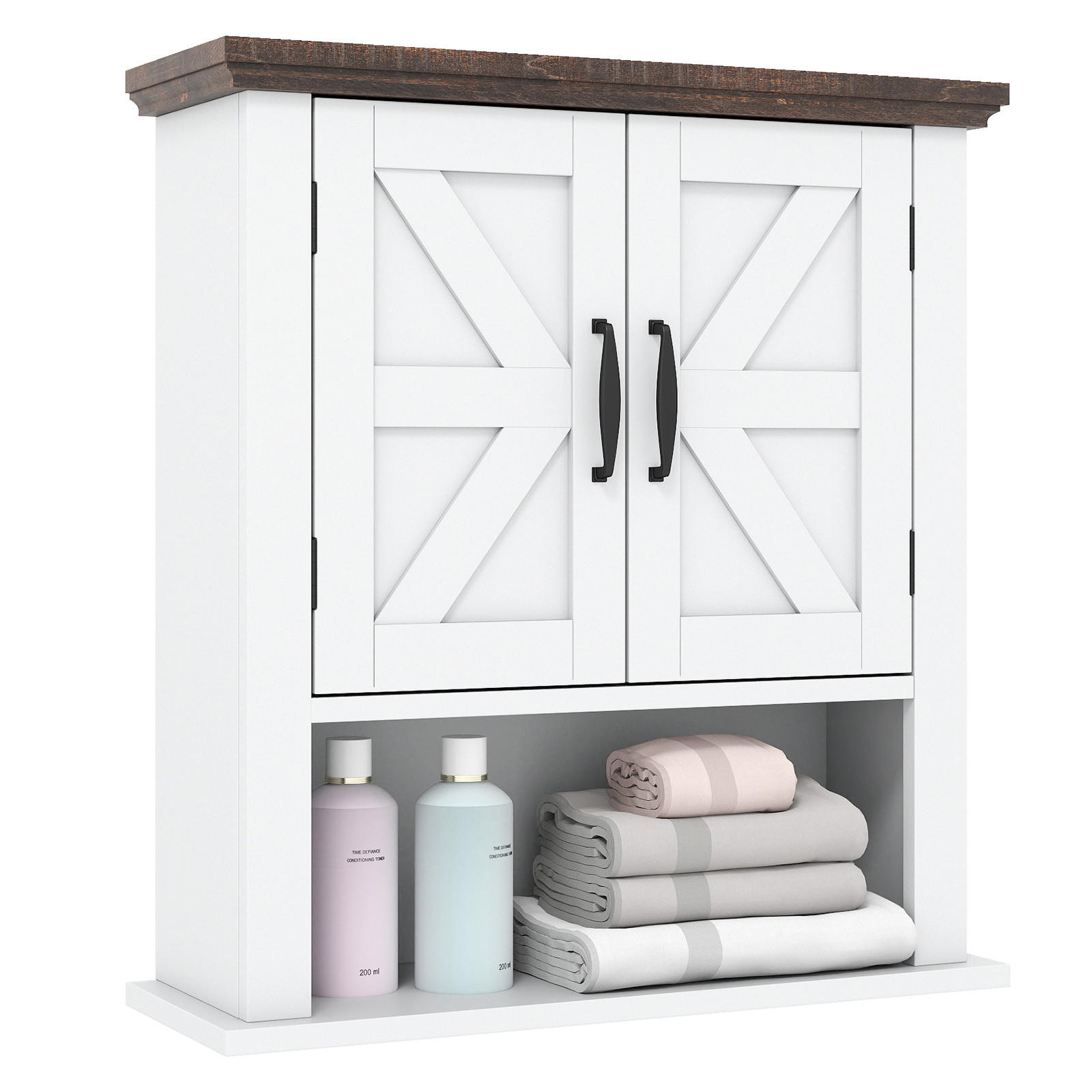 BADEZIMMERSCHRANK hängend weiß - Weiß, Holzwerkstoff (55/60/19cm) - COSTWAY