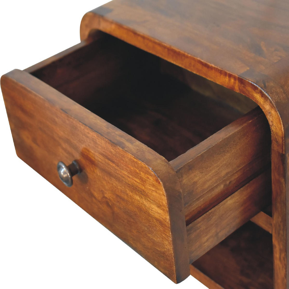 NACHTTISCH mit einer Schublade, wandmontierbar - Kastanienfarben/Messingfarben, Holz/Metall (30/25/25cm) - Artisan Furniture