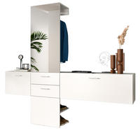 GARDEROBE Set 3-teilig weiß 208 cm, Komplettset mit Spiegel - Silberfarben/Weiß, Glas/Holzwerkstoff (208/190/36cm) - Inn.Furn