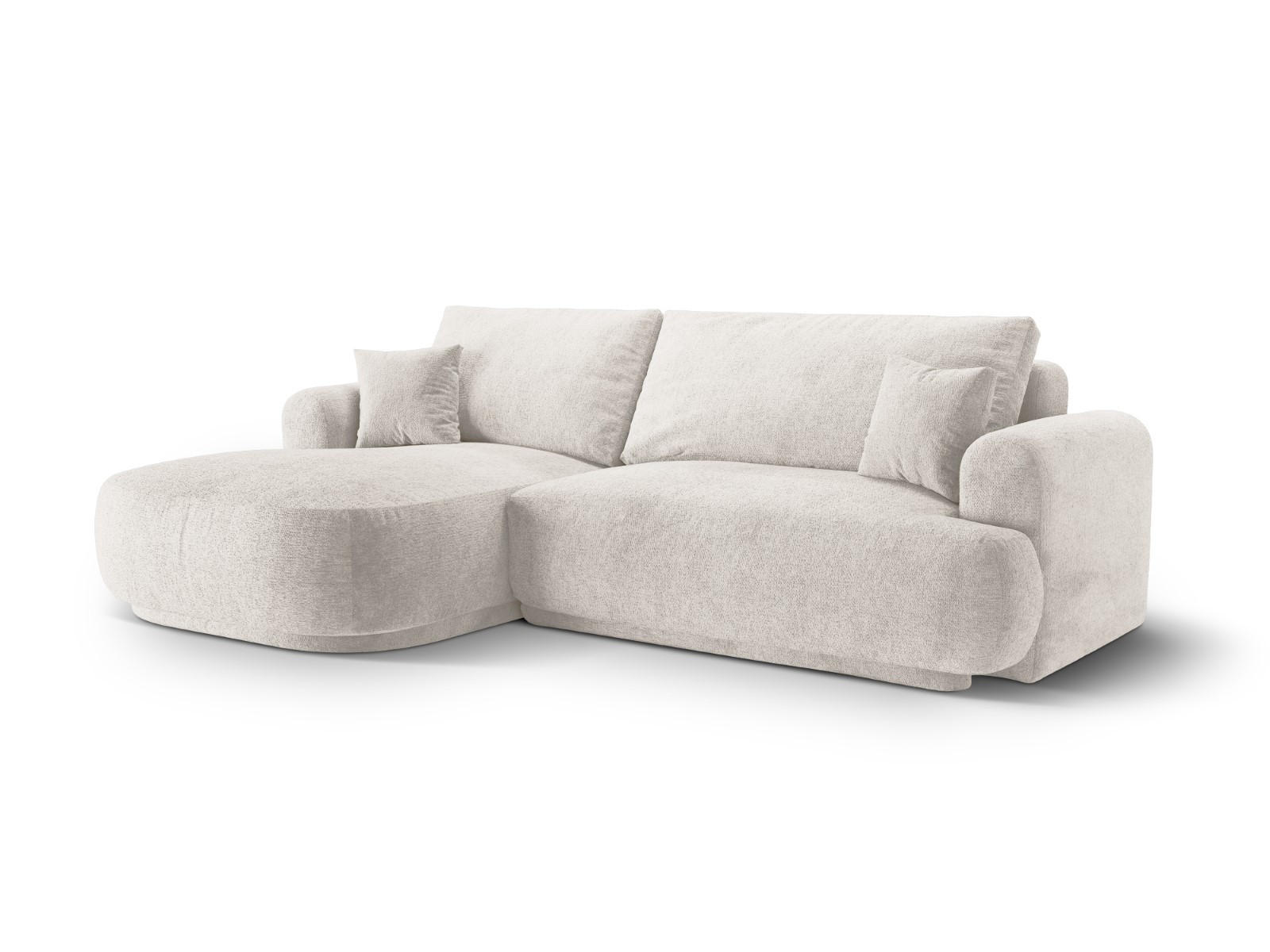SCHLAFSOFA modular mit Bettkasten links Ella aus strukturiertem Stoff beige 5 Sitzplätze - Beige, Textil (174/271cm) - Micadoni