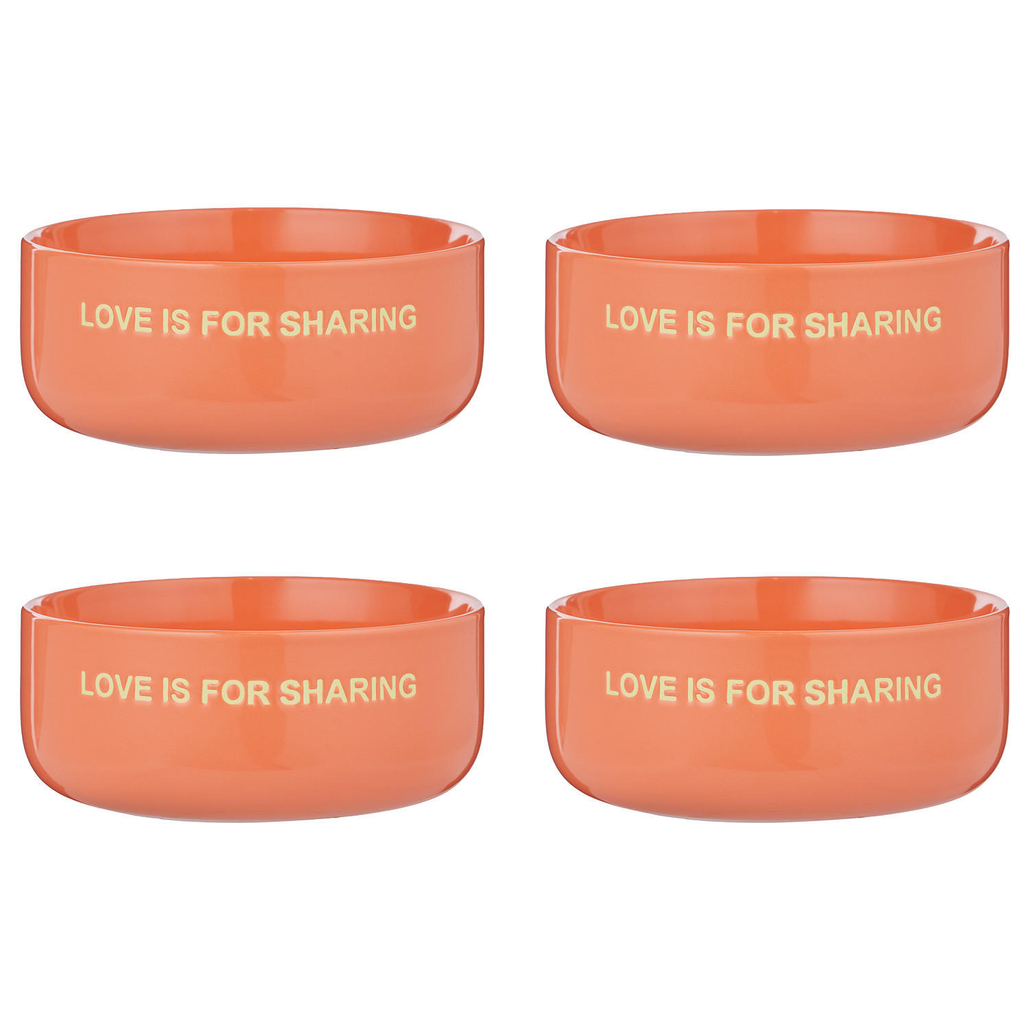 SCHÜSSEL (4er-Set) Good Vibes Love is For Sharing 720 ml - Orange, Keramik (15/15/6cm) - Butlers