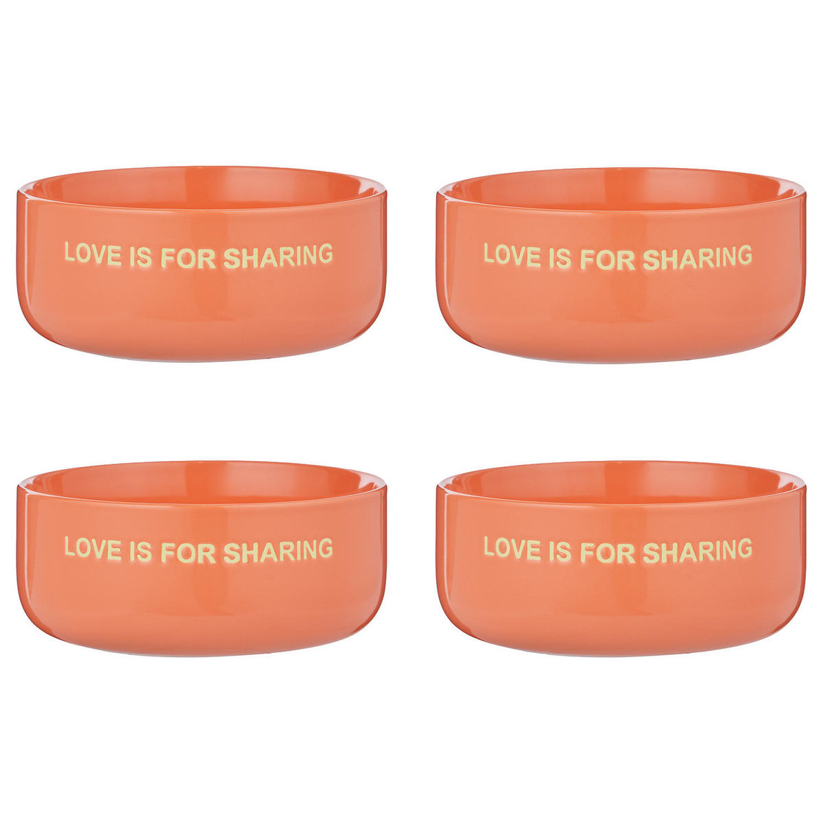SCHÜSSEL (4er-Set) Good Vibes Love is For Sharing 720 ml - Orange, Keramik (15/15/6cm) - Butlers