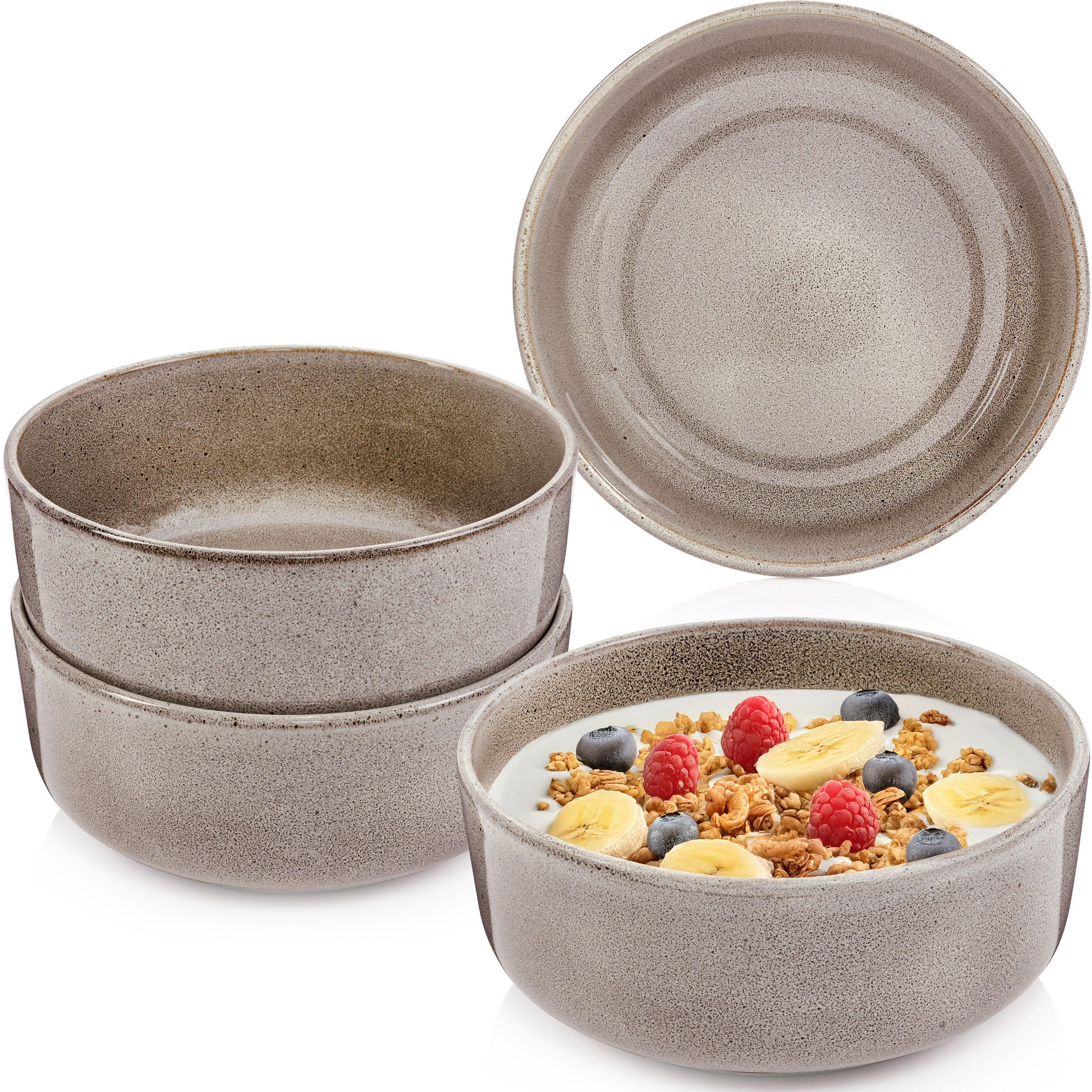 SCHALEN SET KAIRO CLAY - 4 teilig aus Steingut - Grau, Keramik (26.5cm) - Sänger