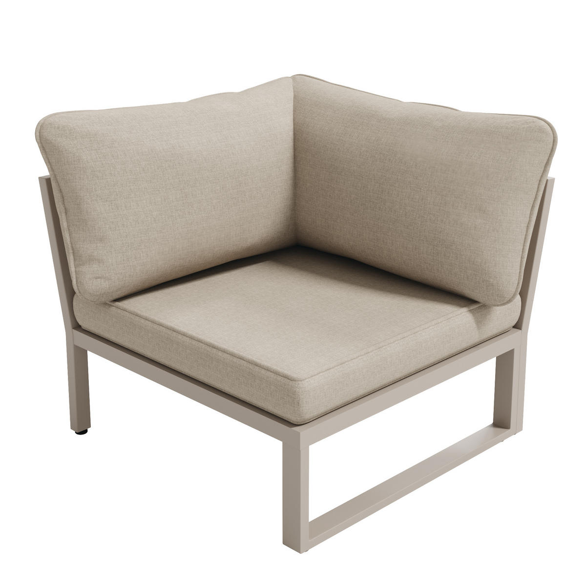 LOUNGEGARNITUR aus Metall & wasserabweisendem Stoff Beige mit verstellbaren Füßen - Beige, Metall - Modfu