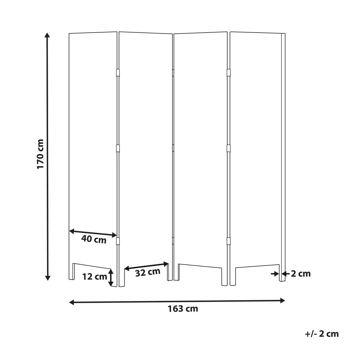 SEPARATOR DE CAMERĂ 4 piese alb crem 163/170 cm Avenes - alb/crem, lemn (163/170/2cm) - Beliani