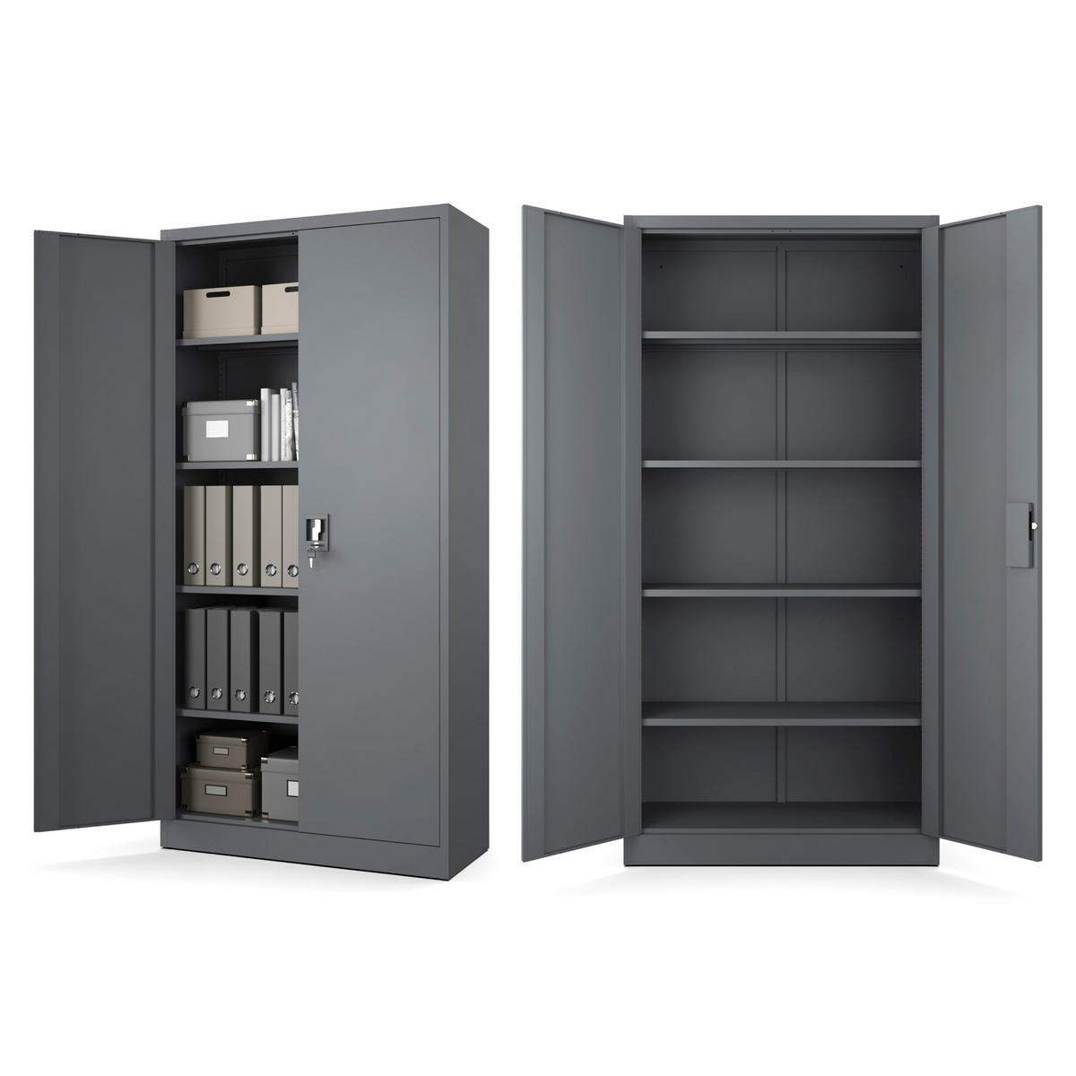 AKTENSCHRANK für Büro Metallschrank für Dokumente und Ordner Stahlschrank Anthrazit abschließbar 90x40x185cm - Anthrazit, Metall (90/185/40cm) - Muralo