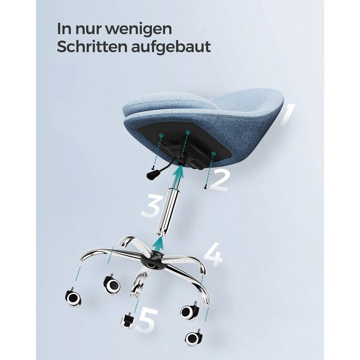 SCHREIBTISCHSTUHL ACCRA - Blau, Metall (60/90/60cm) - Hansiro