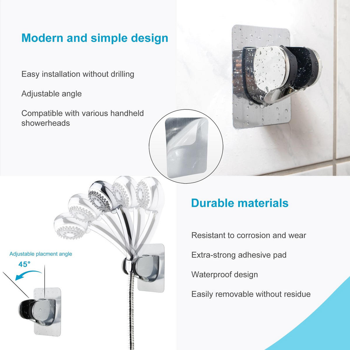 HANDBRAUSE Halterung 7 x 9.5 x 6 cm - Silberfarben, Kunststoff (6/9.5/7cm) - Intirilife