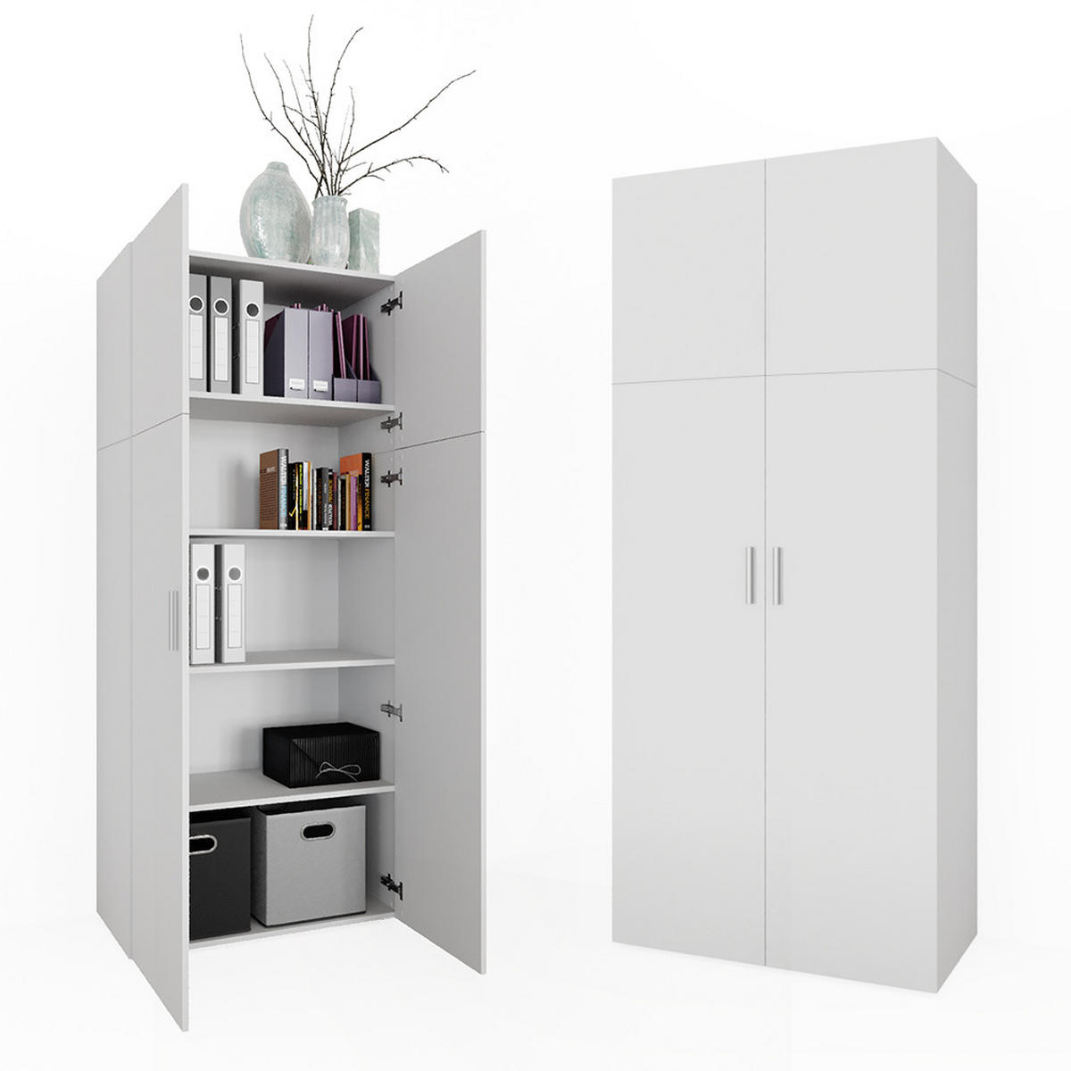 AKTENREGAL Frank Weiß 80 x 182.4 cm - Weiß, Holzwerkstoff (80/182.4/37cm) - Vicco