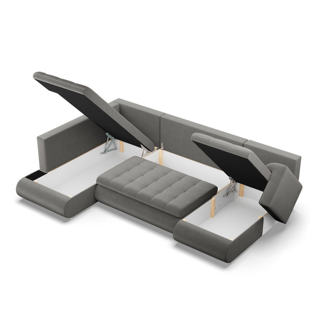 Thumbnail - U-Sofa, Hellgrau, Textil, U-Form, 300x89x200 cm, Wohnzimmer, Sofas & Couches, Wohnlandschaften, Wohnlandschaften in U-Fo...