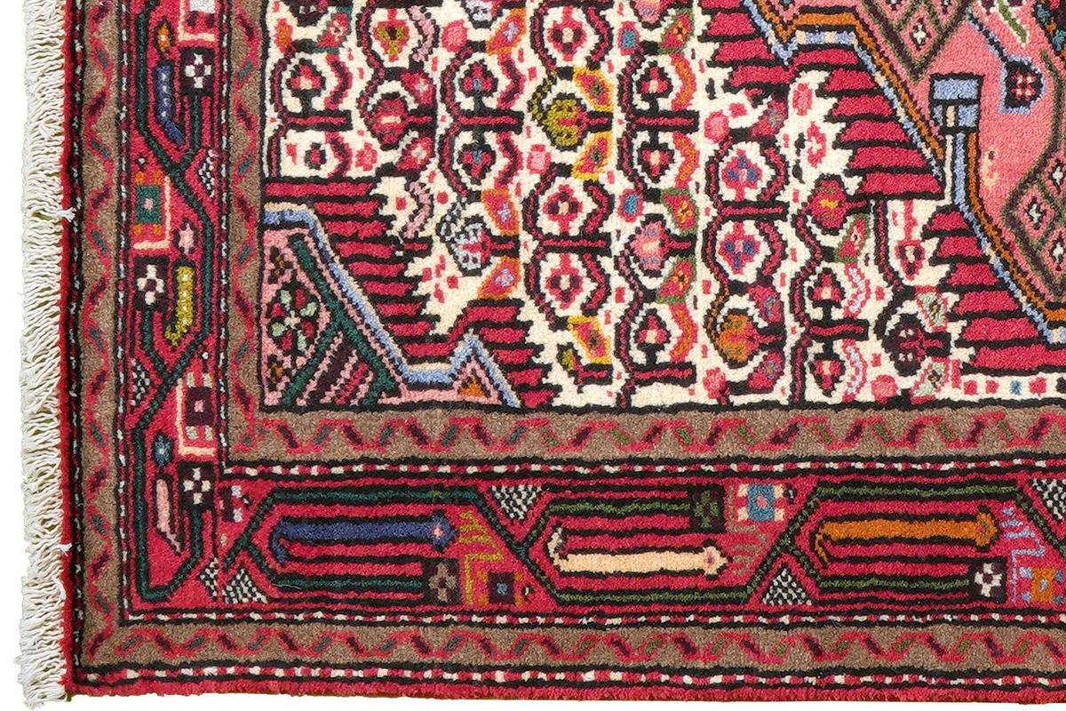 ORIENTTEPPICH handgeknüpft Assadabad Beige, Rot 116/80 cm Schurwolle - Beige/Rot, Textil (80/116cm) - Looma