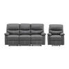 SOFAGARNITUR mit Relaxfunktion - 4 -Sitzer - Kunstleder - grau - CANBY - Grau, Leder (183/95/90cm) - Vente-Unique