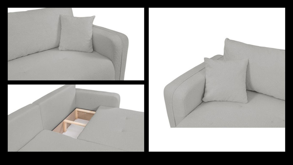 ECKSOFA Oreo L-Form Mit Bettkasten Und Schlaffunktion Quelle-Stoff Grau Rechts - Grau, Holz (247/143cm) - Kaiser Möbel