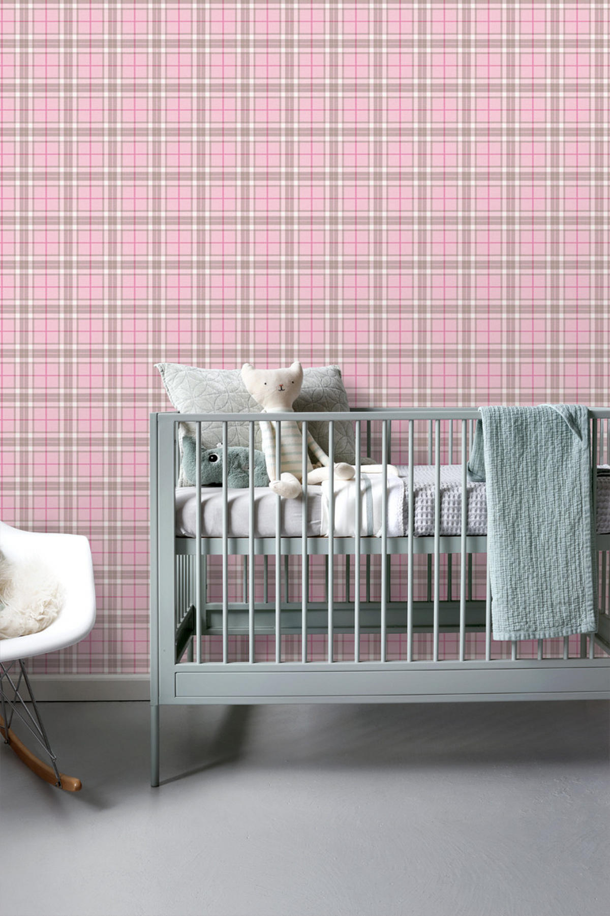 TAPETE Karomuster 53 cm x 10.05 m - Pink, Papier (53/0.1cm) - ESTAhome