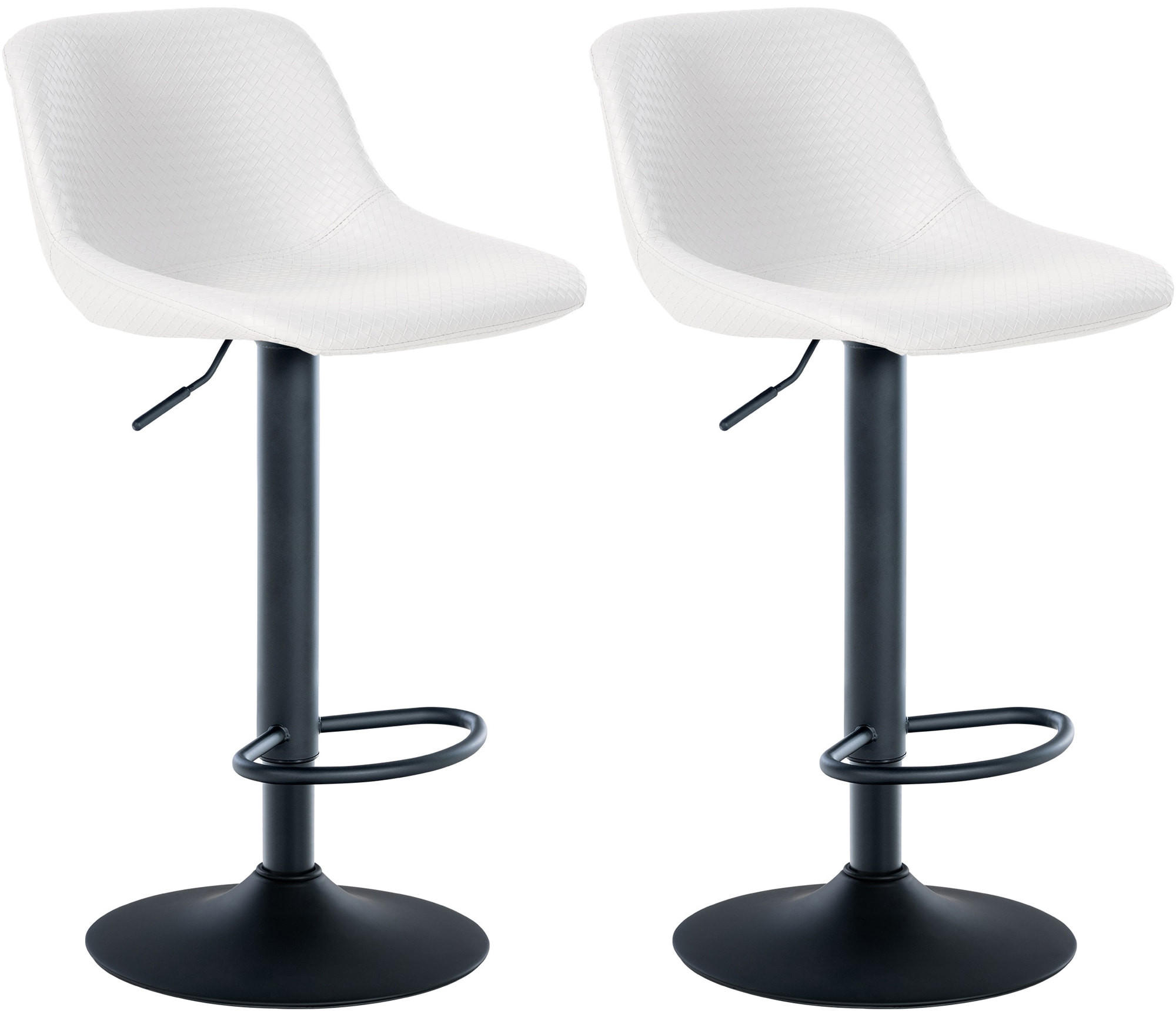 BARHOCKER 2er Set Lederlook weiß - Schwarz/Weiß, Textil/Metall (43/79/49cm) - CLP