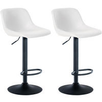 BARHOCKER 2er Set Lederlook weiß - Schwarz/Weiß, Textil/Metall (43/79/49cm) - CLP