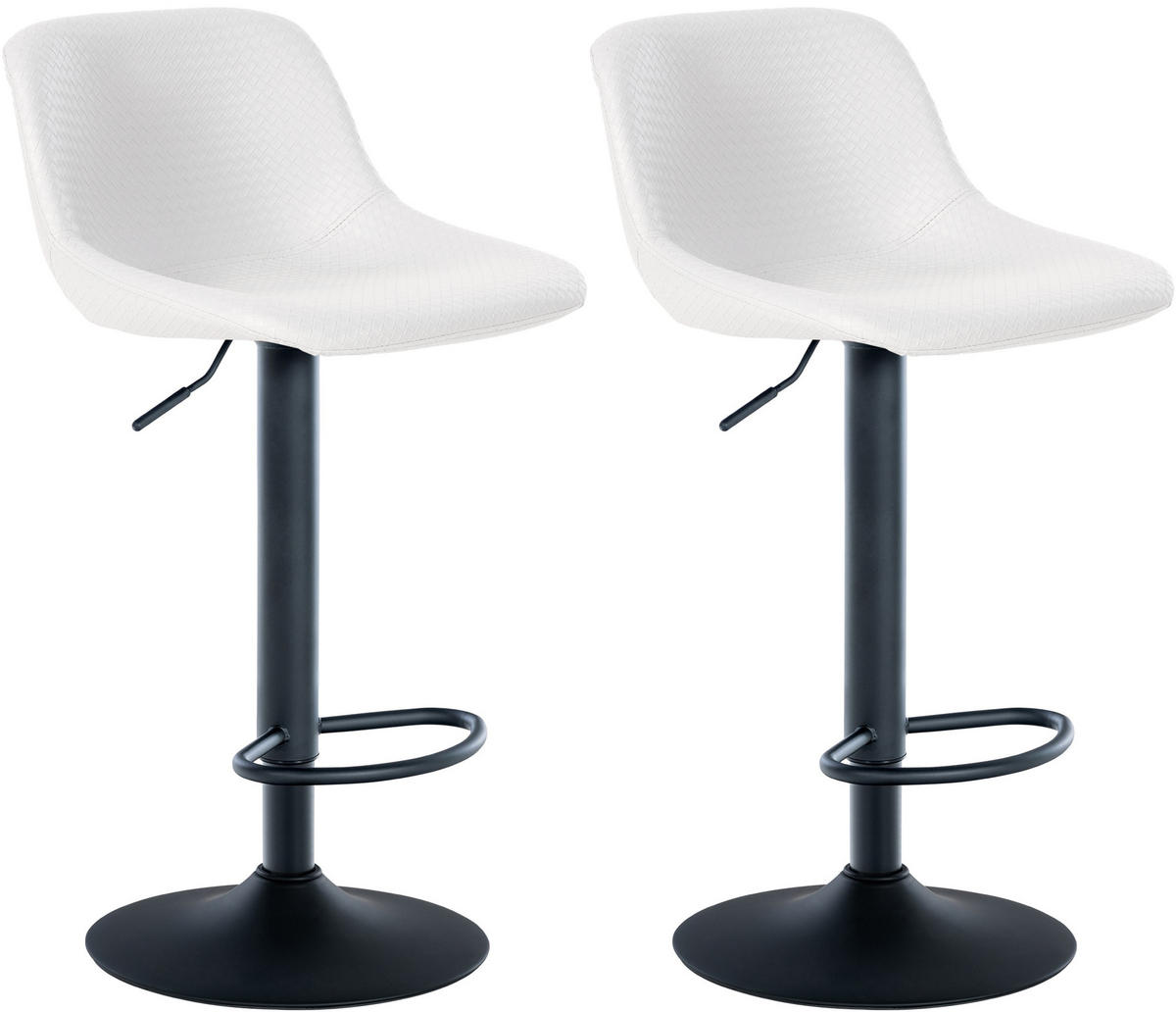 BARHOCKER 2er Set Lederlook weiß - Schwarz/Weiß, Textil/Metall (43/79/49cm) - CLP
