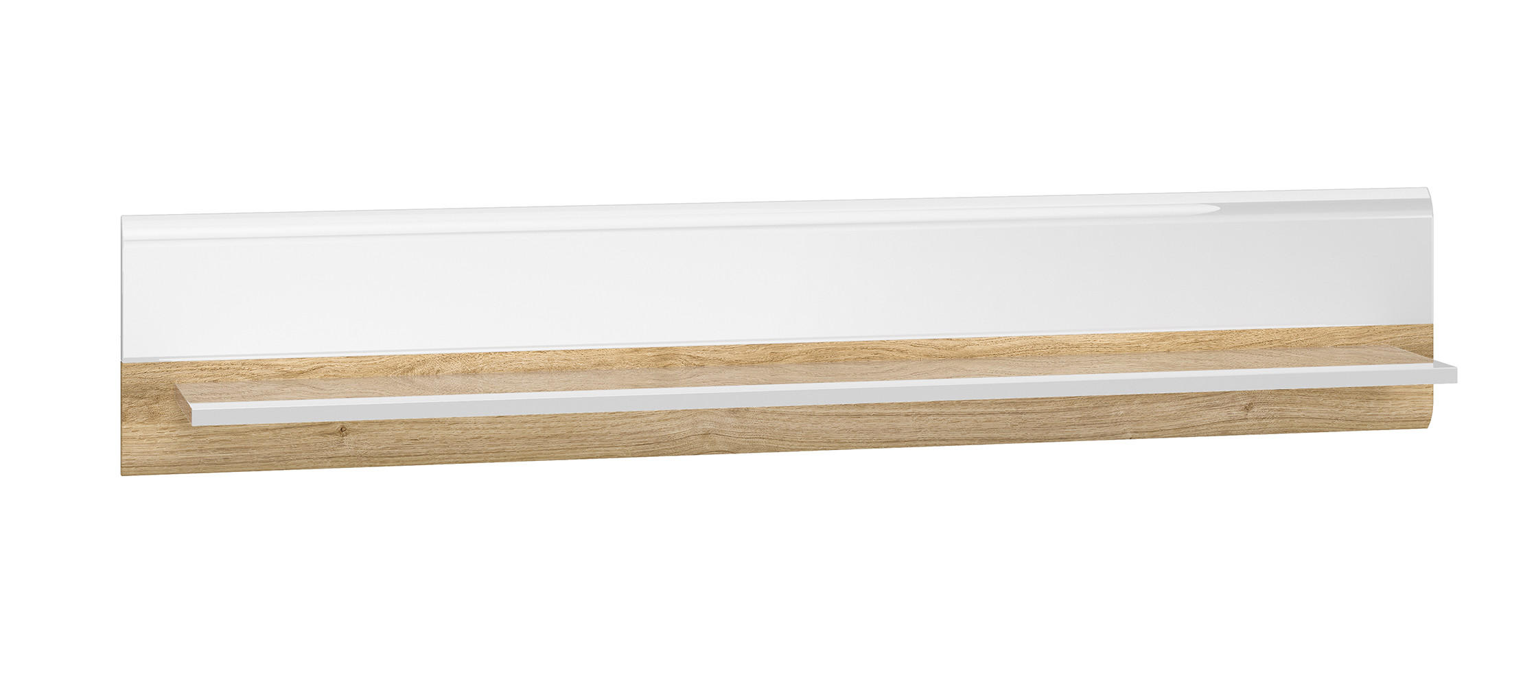 WANDBOARD Adagio weiß Hochglanz / Eiche castello 134 / 24 / 25cm - Braun, Holz/Holzwerkstoff (134/25/24cm) - Feldmann-Wohnen