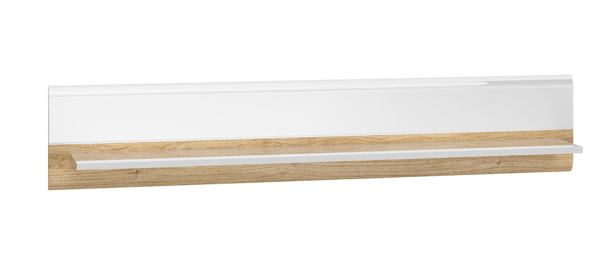 WANDBOARD Adagio weiß Hochglanz / Eiche castello 134 / 24 / 25cm - Braun, Holz/Holzwerkstoff (134/25/24cm) - Feldmann-Wohnen