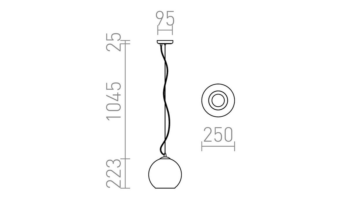 PENDELLEUCHTE BEAU MONDE 25 Kupferglas 15 W - Kupferfarben, Glas (25/25/125cm) - Rendl