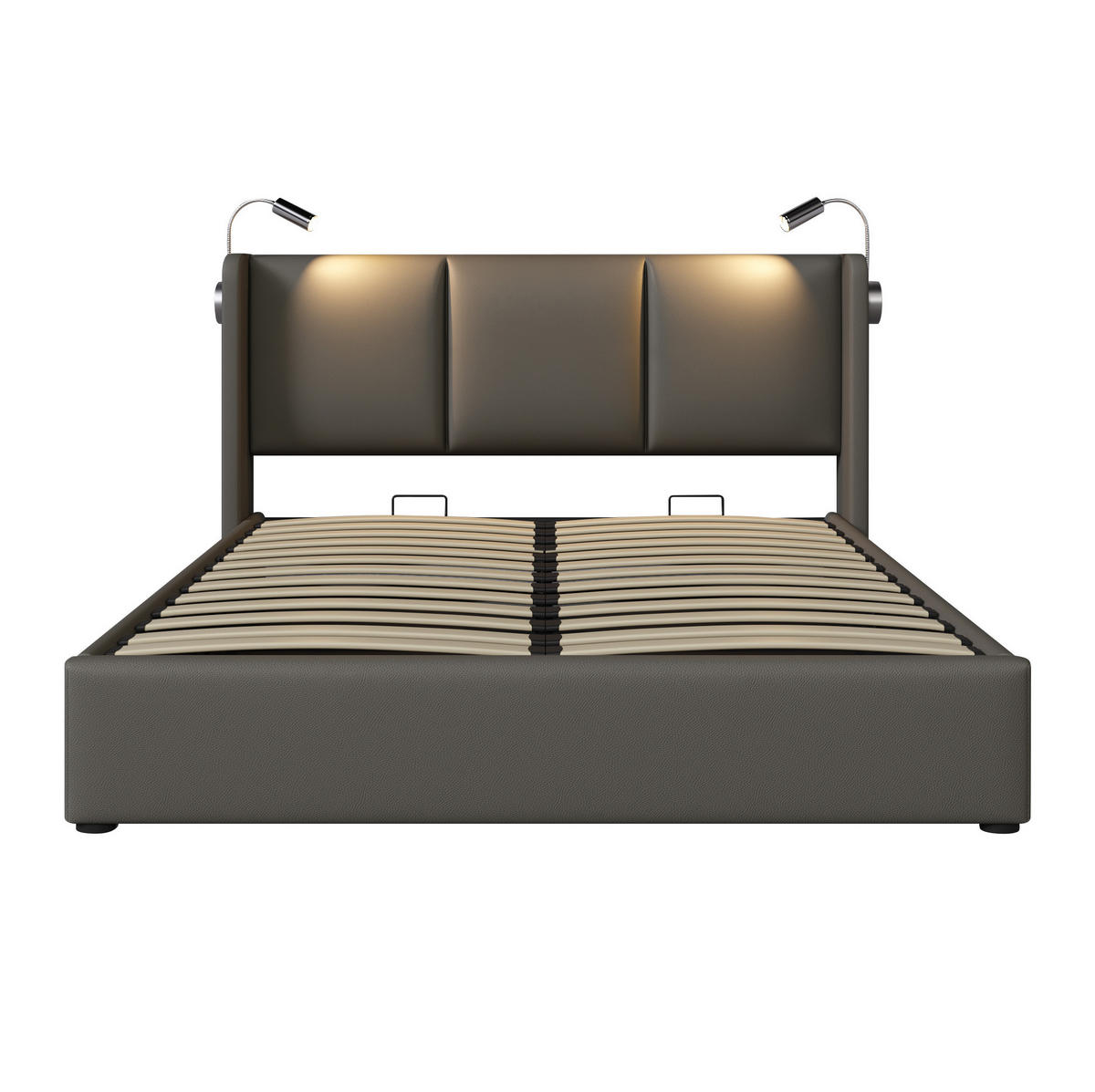 POLSTERBETT 160/200 cm Grau aus PU mit Bettkasten - Grau, Kunststoff (160/200cm) - OKMYHOME