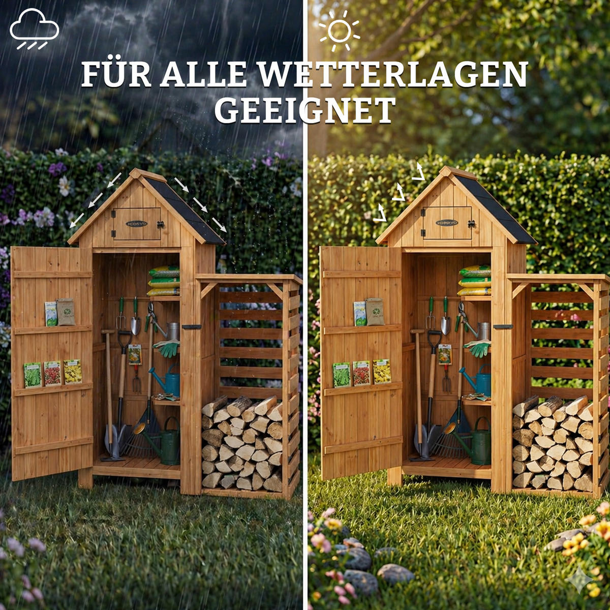 GERÄTESCHUPPEN ,SS03 - Eichefarben, Holz (54.3/179/136cm)