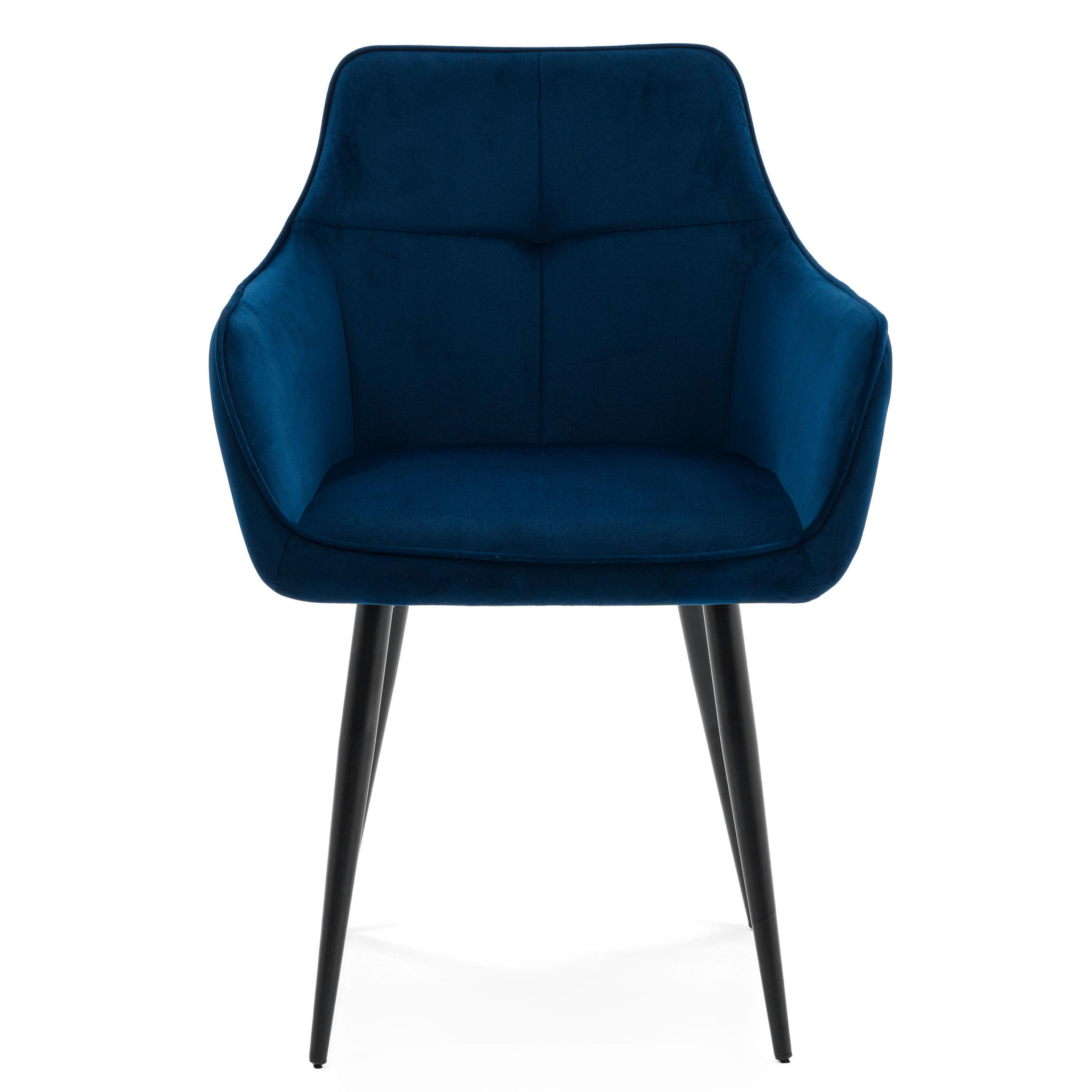 STUHL QUATTRO gepolstert mit Steppung - dunkelblau - Samt Velours - Schwarz/Dunkelblau, Textil/Metall (58/88/58cm) - NEW HOME