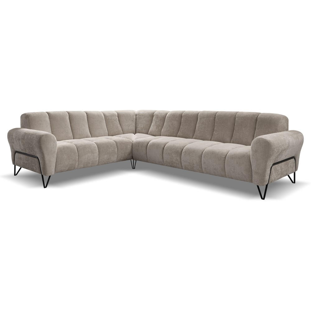 ECKSOFA Volare ohne Schlaffunktion Cappuccino rechts - Schwarz/Cappuccino, Textil/Metall (295/235cm) - Beautysofa
