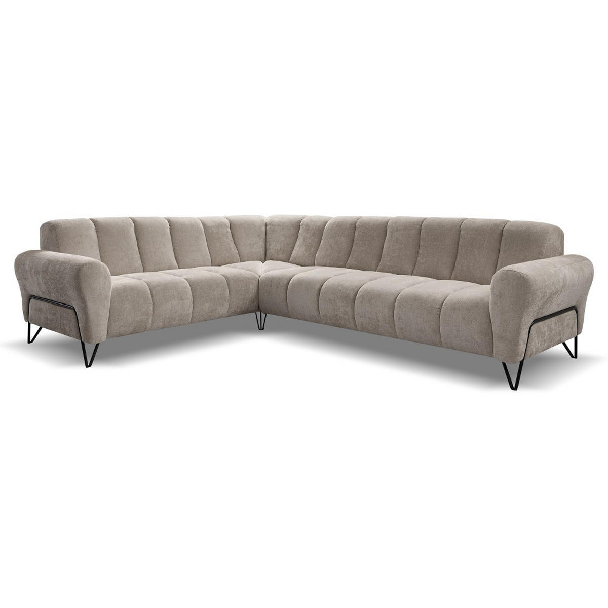 ECKSOFA Volare ohne Schlaffunktion Cappuccino rechts - Schwarz/Cappuccino, Textil/Metall (295/235cm) - Beautysofa