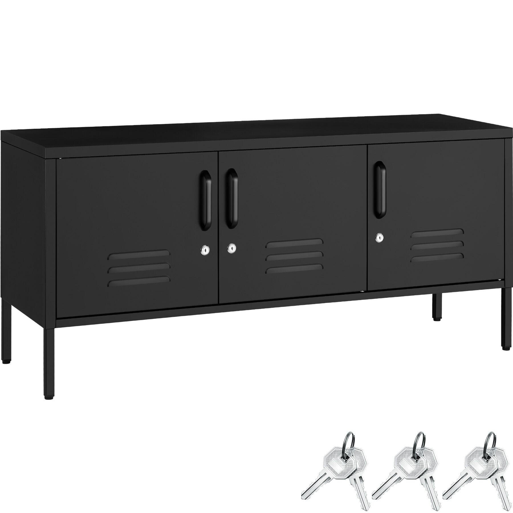 SIDEBOARD Baker, Kippschutz, höhenverstellbare Füße, schwarz - Schwarz, Metall (120/55.5/37.5cm) - tectake
