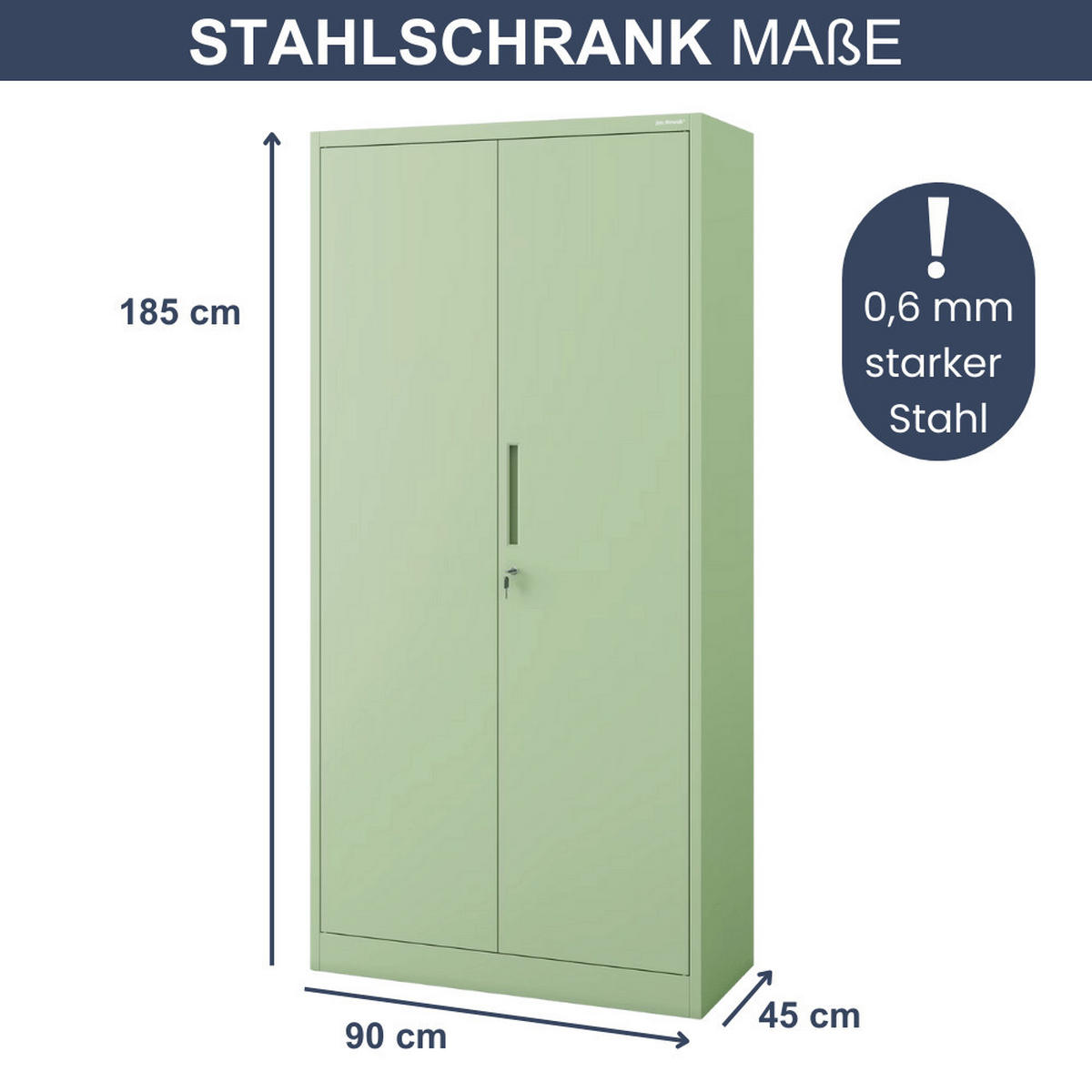 MEHRZWECKSCHRANK Metall abschließbar REKL 185x90x45cm Pastellgrün - Pastellgrün, Metall (90/185/45cm) - DELUKE