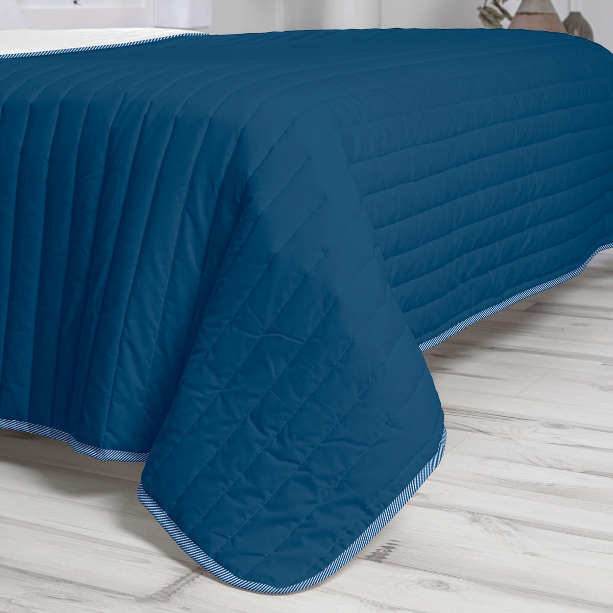 TAGESDECKE dash 180x260 cm (bett 80/90/105) dunkelblau - Dunkelblau, Textil (180/260cm) - Happy Friday